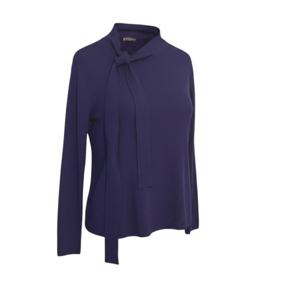 Ballantyne Cobalt Blue Merino Wool Tie Neck Fine Knit Sweater 46‎ 12/14